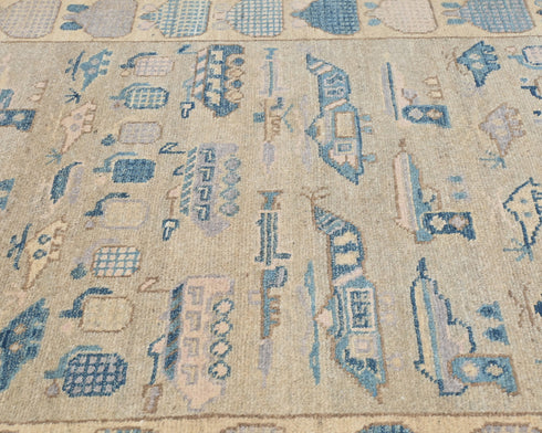 3x5 Gray Kuba Afghan Hand Knotted Wool Area Rug